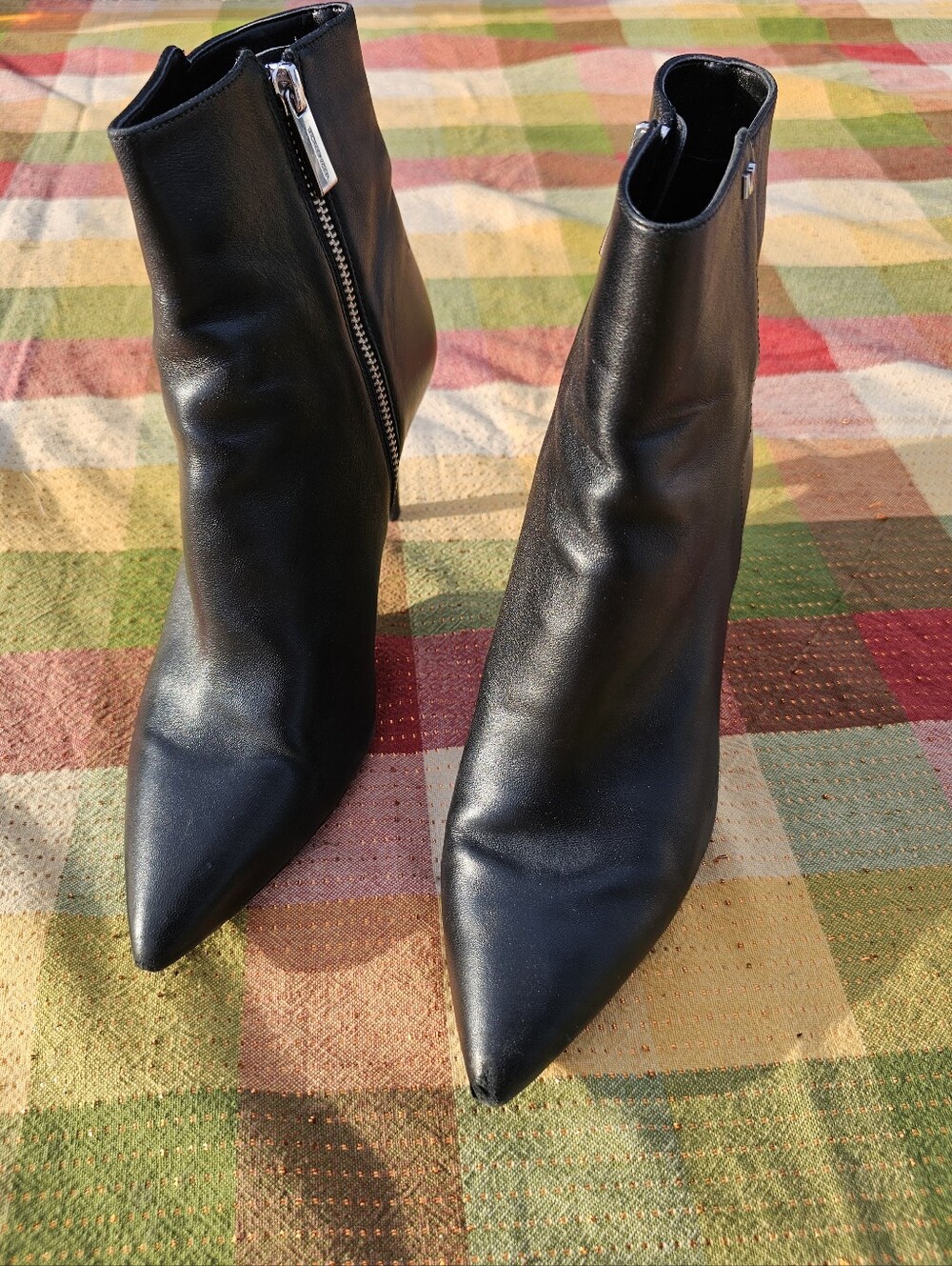 Michael Kors Women’s 8M Black Leather Pointed Toe Ankle Boots Stiletto Heel Zip